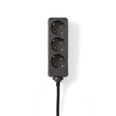 Nedis Stekkerdoos | Randaarde stekker / Type F (CEE 7/7) | 3-wegs | 5 m | 3680 W | 16 A | Zwart | 1 stuks - EXSO350F1BK EXSO350F1BK