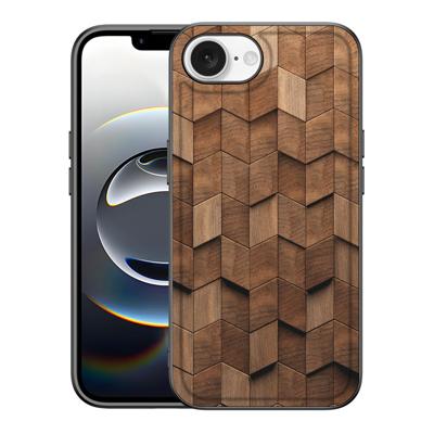 Houten Print Telefoonhoesje voor iPhone 16e Wooden Cubes