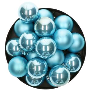 Decoris kleine kerstballen - 16x st - ijs blauw - 4 cm - kunststof - onbreekbare kerstballen