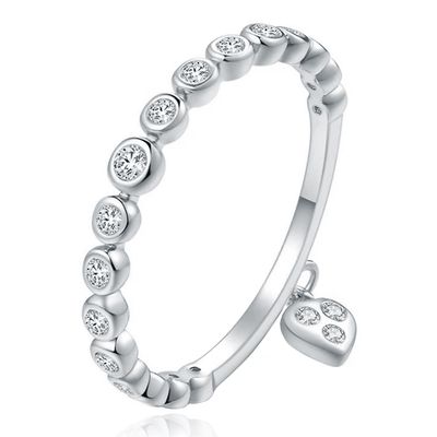 Dames Ring Zilverkleurig Verzilverd met Zirkonia en Hartje
