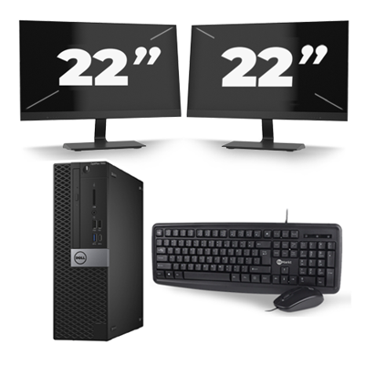 Dell Optiplex 7040 Micro Tower - Intel Core i3-6e Generatie - 8GB RAM - 256GB SSD - Windows 11 + 2x 22 inch Monitor