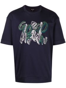 Giorgio Armani t-shirt en coton à logo imprimé - Bleu