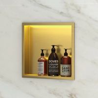 BWS Inbouwnis | Lucio | met LED Verlichting | 30x30x7cm | Mat Goud - thumbnail