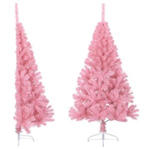 Kunstkerstboom met standaard half 120 cm PVC roze