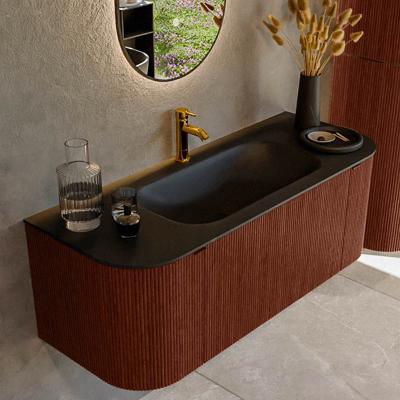 Badmeubel Mondiaz Kurve | 120 cm cm | Meubelkleur Ruby | Wastafelkleur Urban | Solid surface | Wasbak midden spoelbak | 1 kraangat