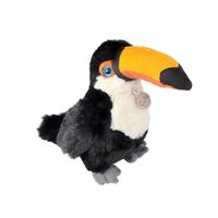 Inware Pluche Toekan knuffel - tropische vogel - zwart/geel - polyester - 25 cm