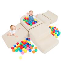 Klimblokken van Schuim voor Peuters 5-Delige Zachte Binnenspeelset met Ballenbak en Corduroy Hoezen Ballen niet Inbegrepen