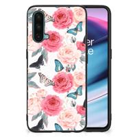OnePlus Nord CE 5G Bloemen Hoesje Butterfly Roses OnePlus Nord CE 5G Bloemen Hoesje Butterfly Roses