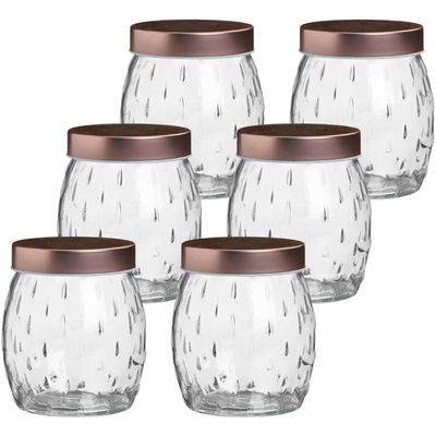Voorraadpot/bewaarpot Beau - 10x - 1L - glas - koperen deksel - D13 x H13 cm Voorraadpot/bewaarpot Beau - 10x - 1L - glas - koperen deksel - D13 x H13 cm