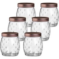 Voorraadpot/bewaarpot Beau - 10x - 1L - glas - koperen deksel - D13 x H13 cm