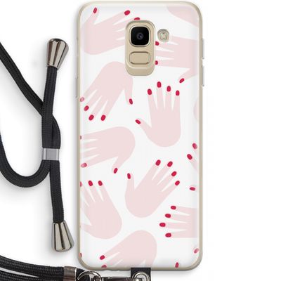 Hands pink: Samsung Galaxy J6 (2018) Transparant Hoesje met koord