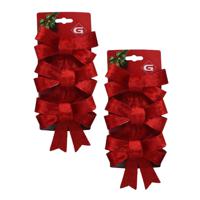 Kerstornamenten strikken - 6x st - velvet rood - 10 x 13 cm - kerstboomstrikjes