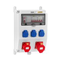 Stroomverdeler - 3 Schuko-stopcontacten - 2 CEE-stopcontacten - FI-stroomonderbreker - 2 stroomonderbrekers