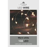 Draadverlichting - lichtsnoer - 100 led lampjes - warm wit - 500 cm - batterij - thumbnail