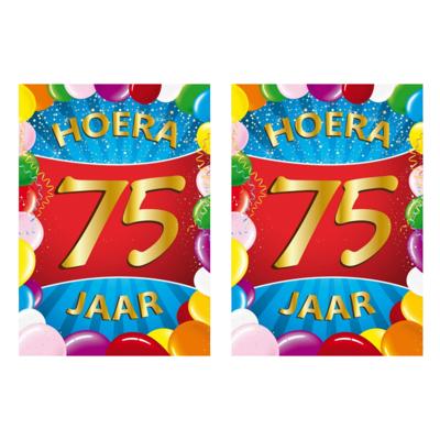 Verjaardag deurposter - 2x - 75 jaar - multi - 59 x 84 cm - leeftijd feestartikelen Verjaardag deurposter - 2x - 75 jaar - multi - 59 x 84 cm - leeftijd feestartikelen