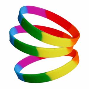 Siliconen armbandjes - 60x stuks - stretch - regenboog - polsbandjes - volwassenen