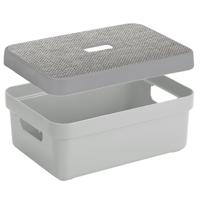 Opbergbox/mand lichtgrijs 9 liter kunststof met deksel