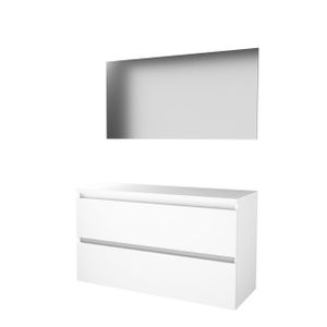 Basic-Line Basic 46 badkamermeubelset - 120x46cm - greeploos - 2 lades - wastafelblad - Spiegel - MDF lak Ice White 1813450