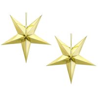 Pakket van 6x stuks kerstster decoratie gouden ster lampionnen 30 cm