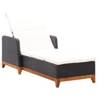 Ligbed poly rattan en massief acaciahout zwart - thumbnail