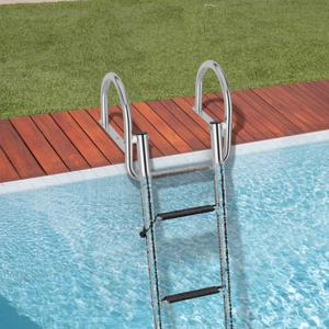 Zwembadladder Bootladder 4 Treden Roestvrij Staal met Leuning en Antislip Treden Telescopische Ladder Inklapbaar voor Jachtdek Zwembad