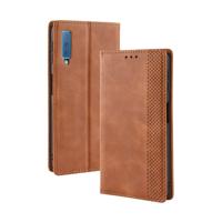Magnetische Buckle retro textuur horizontale Flip lederen case voor Galaxy A7 (2018), met houder & kaartsleuven & portemonnee (bruin)