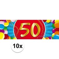 10x 50 Jaar leeftijd stickers verjaardag versiering   -