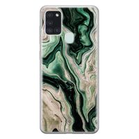 Samsung Galaxy A21s siliconen hoesje - Green waves