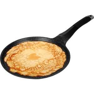 Maison & Kitchen - Pannenkoekenpan - Pannenkoekpan - Crêpepan - Marmeren coating - Inductie - 26 cm - Zwart