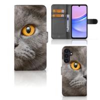 Telefoonhoesje | Met pasjeshouder | Samsung Galaxy A15 Britse Korthaar Telefoonhoesje | Met pasjeshouder | Samsung Galaxy A15 Britse Korthaar