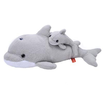 Wild Republic Pluche dolfijn - met jong knuffel - 38 cm - zeedieren