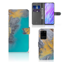 Samsung Galaxy S20 Ultra Bookcase Marble Blue Gold