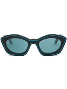 Marni lunettes de soleil ovales à logo imprimé - Noir