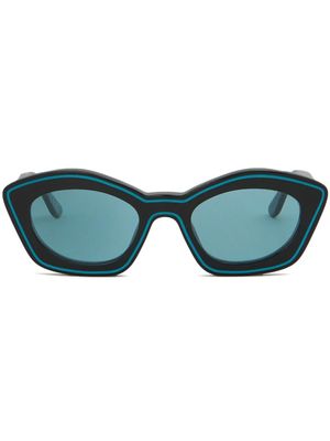 Marni Eyewear lunettes de soleil ovales à logo imprimé - Noir