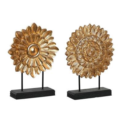 Decoratieve figuren DKD Home Decor 25 x 8 x 34 cm Zwart Gouden Modern Cirkels (2 Stuks)