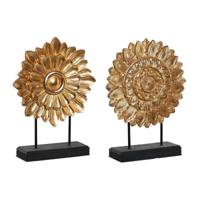Decoratieve figuren DKD Home Decor 25 x 8 x 34 cm Zwart Gouden Modern Cirkels (2 Stuks)