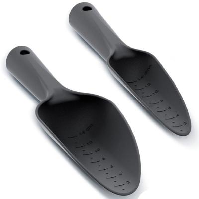 Set van 2x kleine tuin hand scheppen - zwart - kunststof - 29 cm - verschillende breedtes