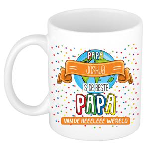 Naam mok papa Joshua - wit - de beste - keramiek - 300 ml - Vaderdag/verjaardag