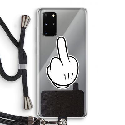 Middle finger black: Samsung Galaxy S20 Plus Transparant Hoesje met koord