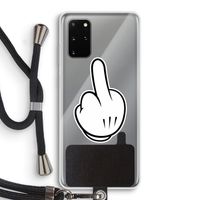 Middle finger black: Samsung Galaxy S20 Plus Transparant Hoesje met koord
