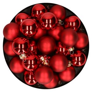 Kerstballen set van glas 36x stuks rood 4 cm