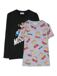 Moschino Kids t-shirt en coton à logo imprimé - Noir