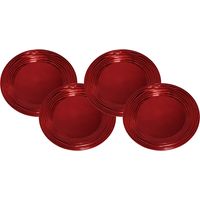 Set van 8x stuks kerstdiner onderborden rond rood glimmend 33 cm