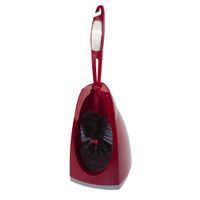Wc-borstel/toiletborstel met randreiniger en houder rood 41.5 cm van kunststof/RVS   -