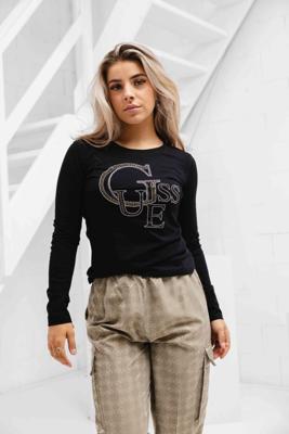 Guess Studded Logo Sweater Dames Zwart - Maat XS - Kleur: Zwart | Soccerfanshop