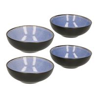 Tapas schaaltjes - 4x - zwart/blauw - aardewerk - 12 x 4 cm