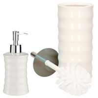 Badkamer accessoires set 2-delig creme wit van keramiek