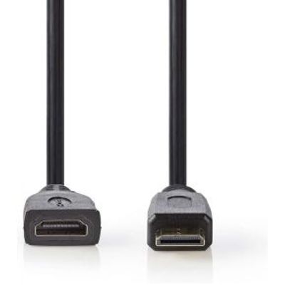 High Speed HDMI-kabel met Ethernet | HDMI-mini-connector - HDMI female | 0,2 m | Zwart