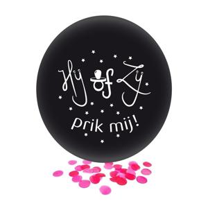 Confetti ballon gender reveal meisje - party/feest - zwart - dia 60 cm - Prik mij