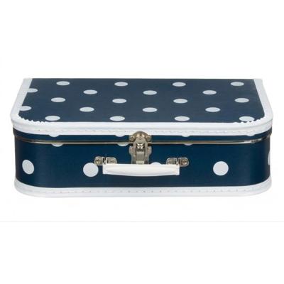 Kinderkoffer polkadot - blauw / wit - 35 cm - karton - logeerkoffer / opbergkoffer - kraamcadeau Kinderkoffer polkadot - blauw / wit - 35 cm - karton - logeerkoffer / opbergkoffer - kraamcadeau